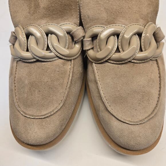 Cole Haan Grand 360 Size 9.5 Tan Suede Geneva Chain Loafer Flats with Lug Soles - Picture 5 of 10